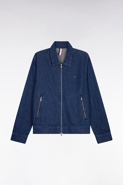Navy recycled cotton and linen jacket - Image 2