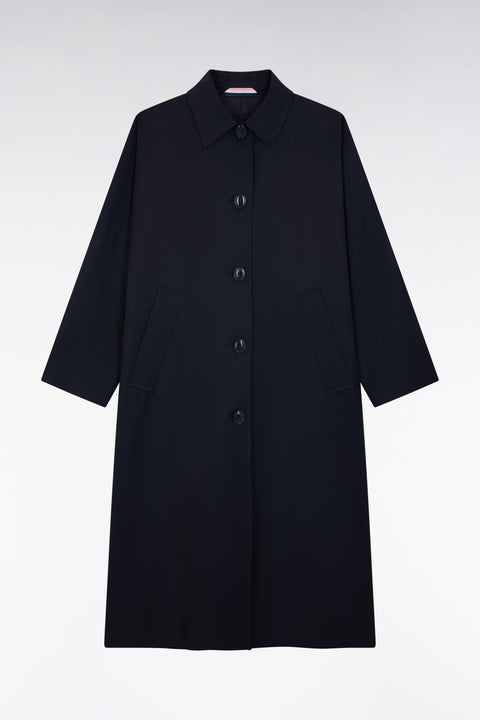 Navy cotton blend oversized trench coat - Image 1