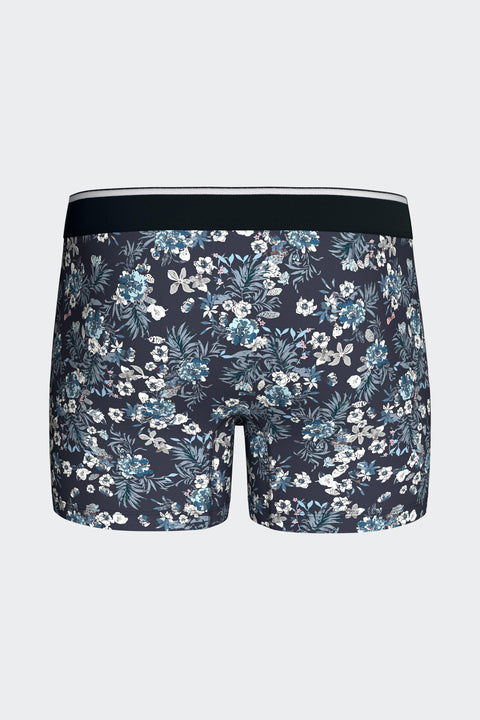 Boxer en jersey de coton stretch marine à motif floral - Image 3