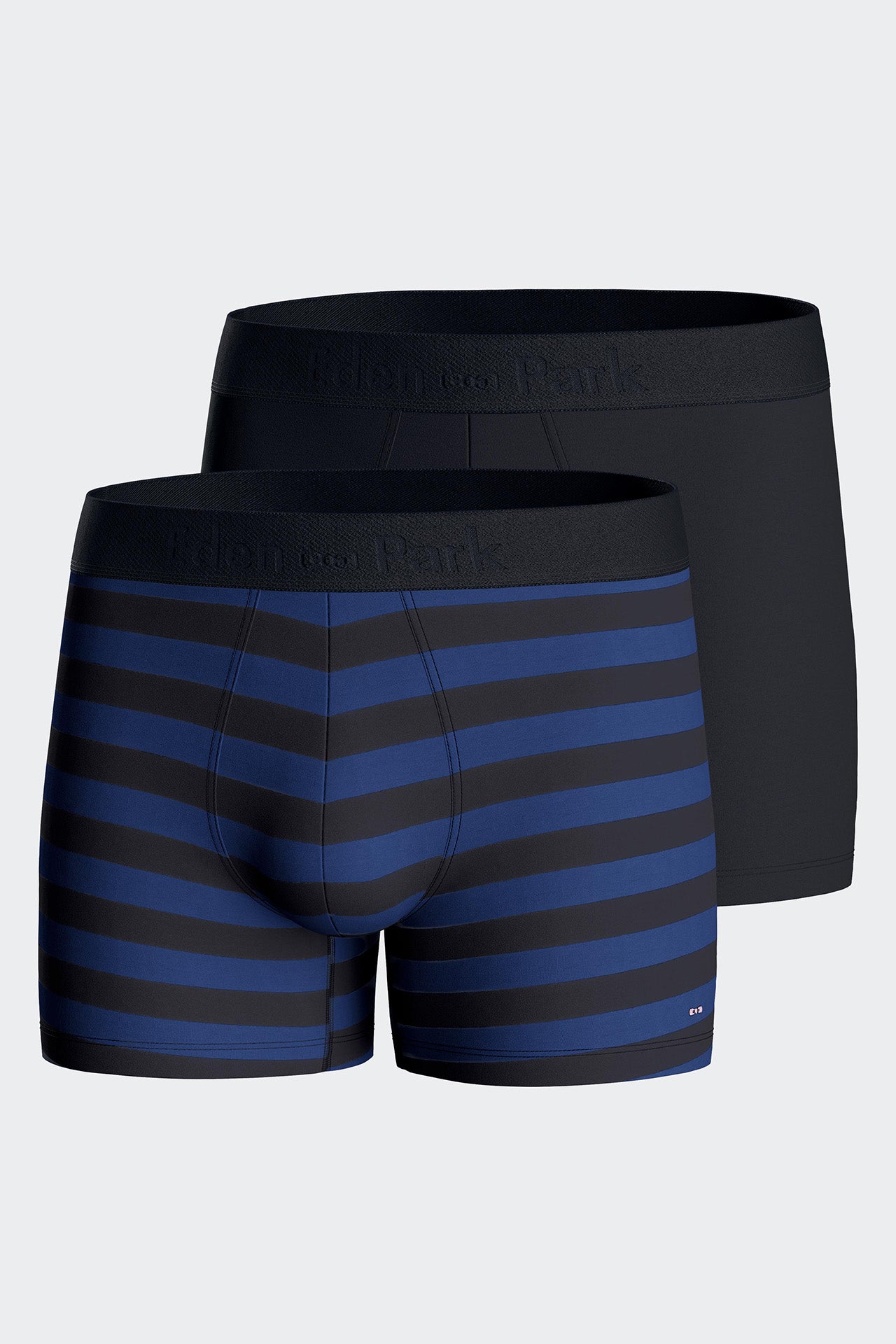 Set of two plain boxer shorts in navy stretch cotton jersey