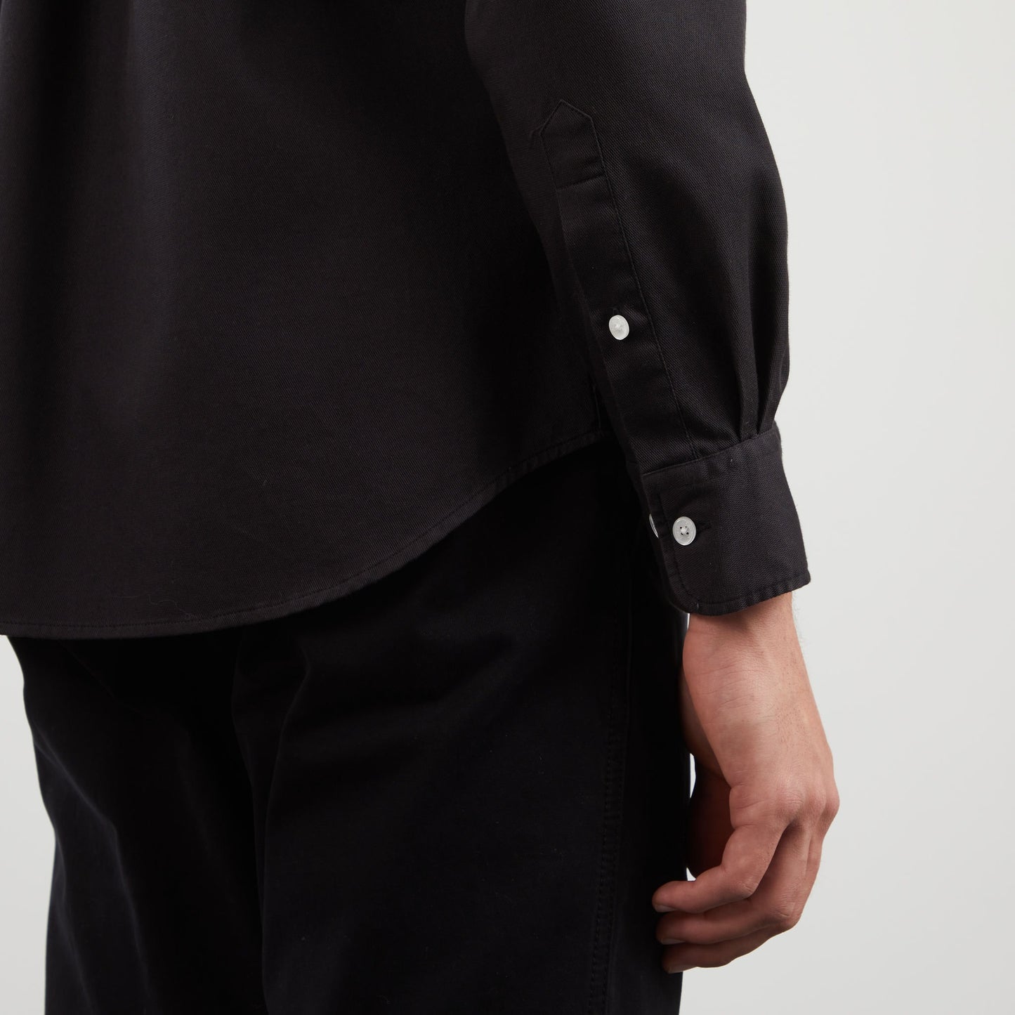 Plain dark grey shirt in cotton pique