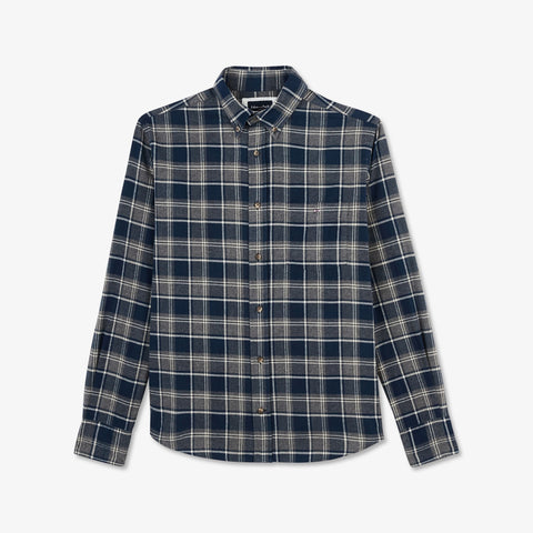 Dark blue chequered flannel shirt - Image 2