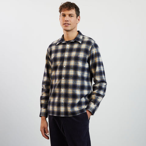 Dark blue chequered flannel shirt - Image 3