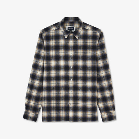 Dark blue chequered flannel shirt - Image 2