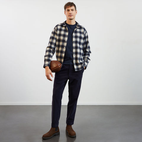 Dark blue chequered flannel shirt - Image 1