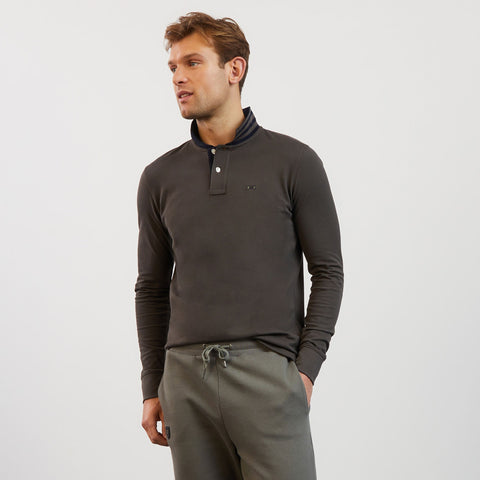 Dark khaki long-sleeved rugby shirt - Image 1