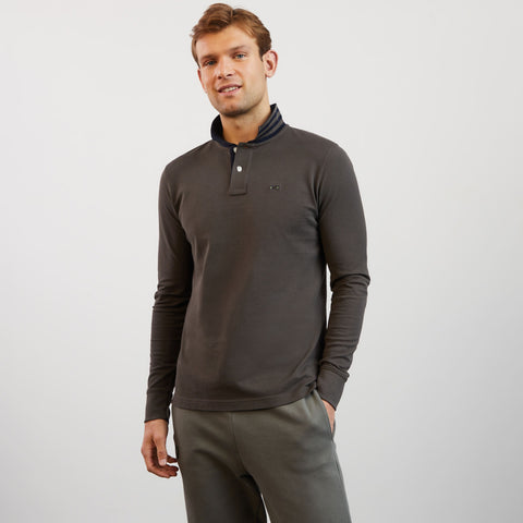 Dark khaki long-sleeved rugby shirt - Image 3