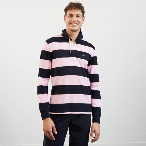 Striped pink long-sleeved rugby shirt - Image 3