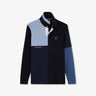 Blue long-sleeved colourblock rugby shirt