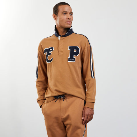 Brown long-sleeved rugby shirt with terry letters - Image 3