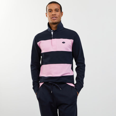 Dark blue circle rugby shirt with embroidered 10 on the back - Image 1