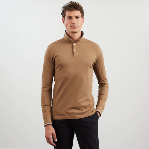 Light brown long-sleeved polo shirt - Image 3