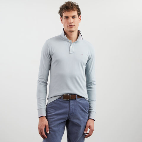 Light grey long-sleeved polo shirt - Image 3