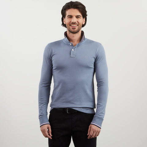Blue long-sleeved polo shirt - Image 1