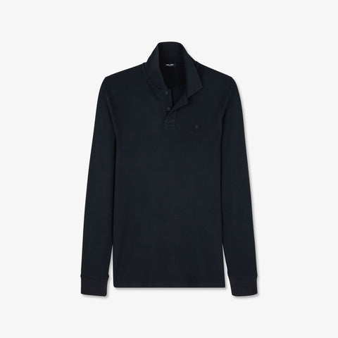 Navy blue long-sleeved polo shirt - Image 2