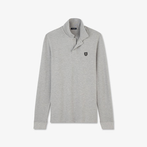 Grey long-sleeved polo shirt - Image 2