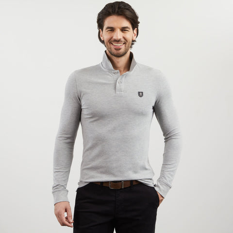 Grey long-sleeved polo shirt - Image 1