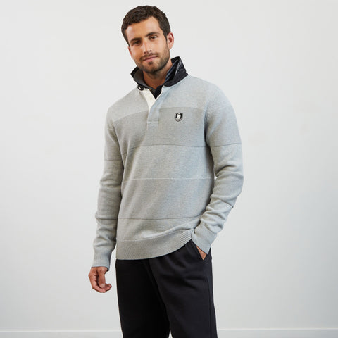 Grey jumper in combination knit - Image 3
