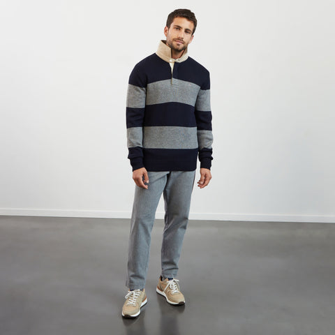 Grey striped polo-neck jumper - Image 1
