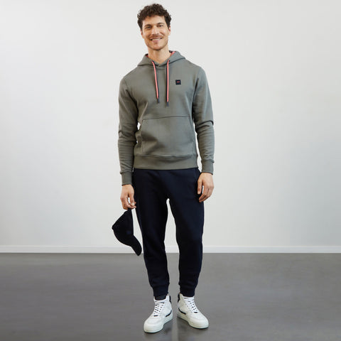 Grey hooded sweatshirt with contrasting detail - Image 1