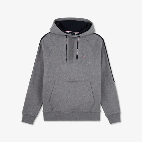 Grey hooded sweatshirt with flocked Eden Park details - Image 2