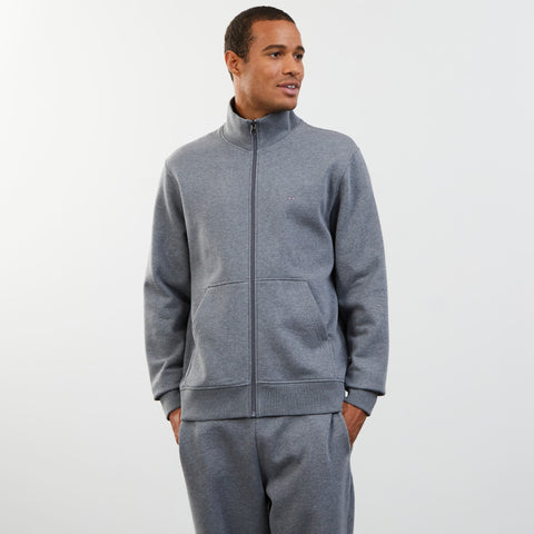 Grey zip sweatshirt with stand-up collar - Image 3