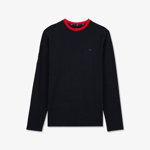 Navy blue long-sleeved T-shirt with no. 10 and XV de France embroidered detail - Image 2