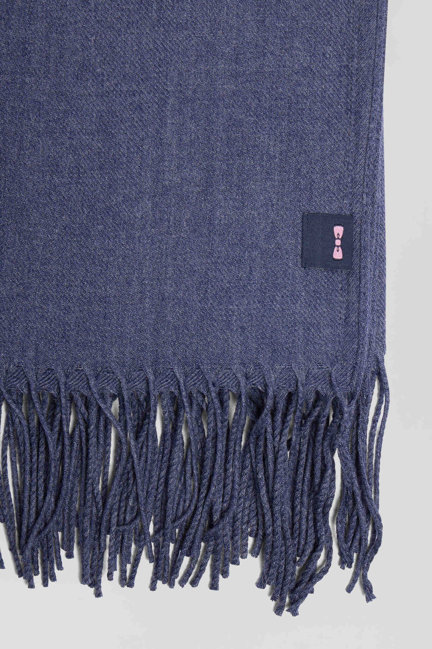Blue fringed plain scarf