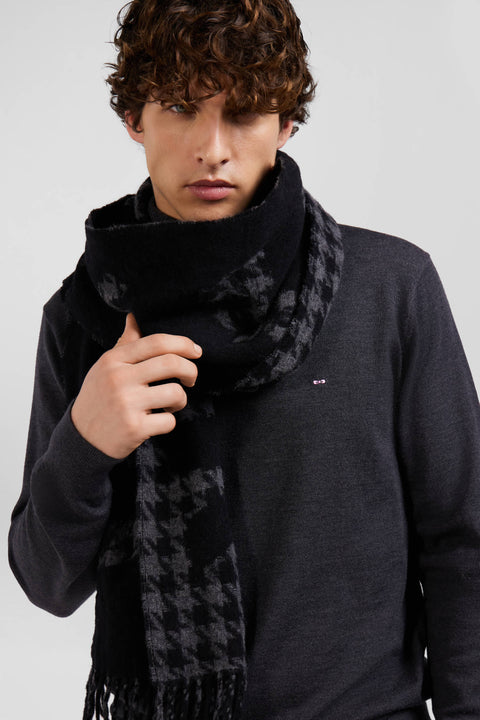 Black mixed wool scarf with Eden Park jacquard lettering - Image 2