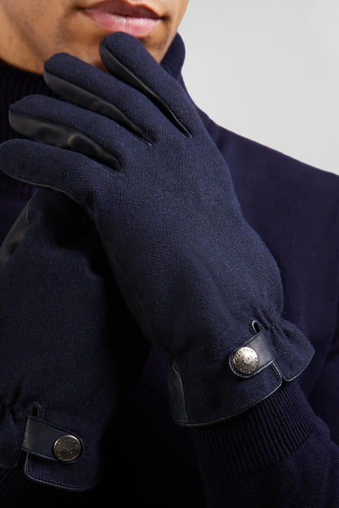 Navy blue smooth leather gloves - Image 3