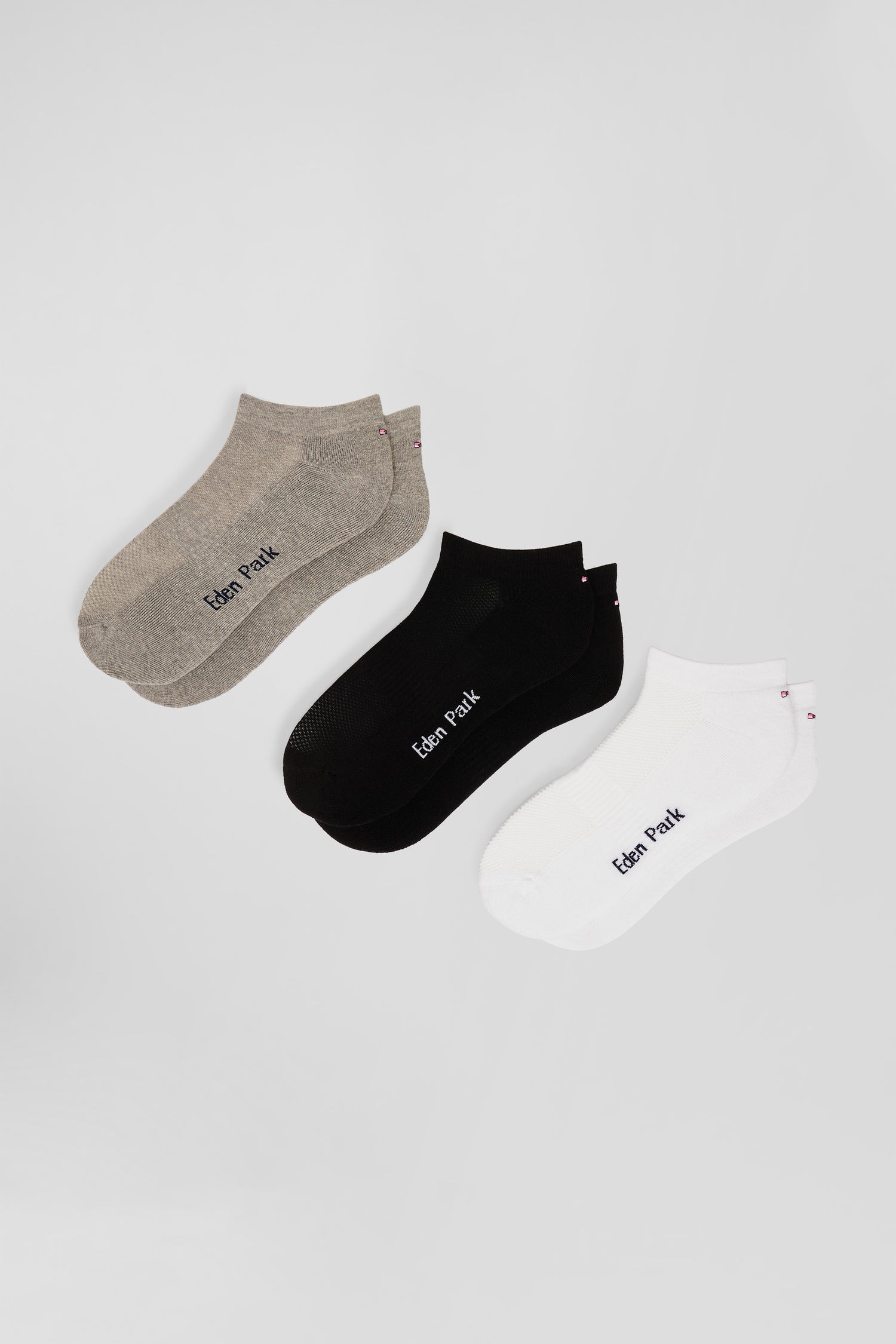 Lot de 3 paires de chaussettes en coton melange gris