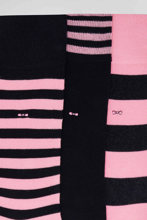 Set of 3 pairs of striped pink stretch cotton socks - Image 2