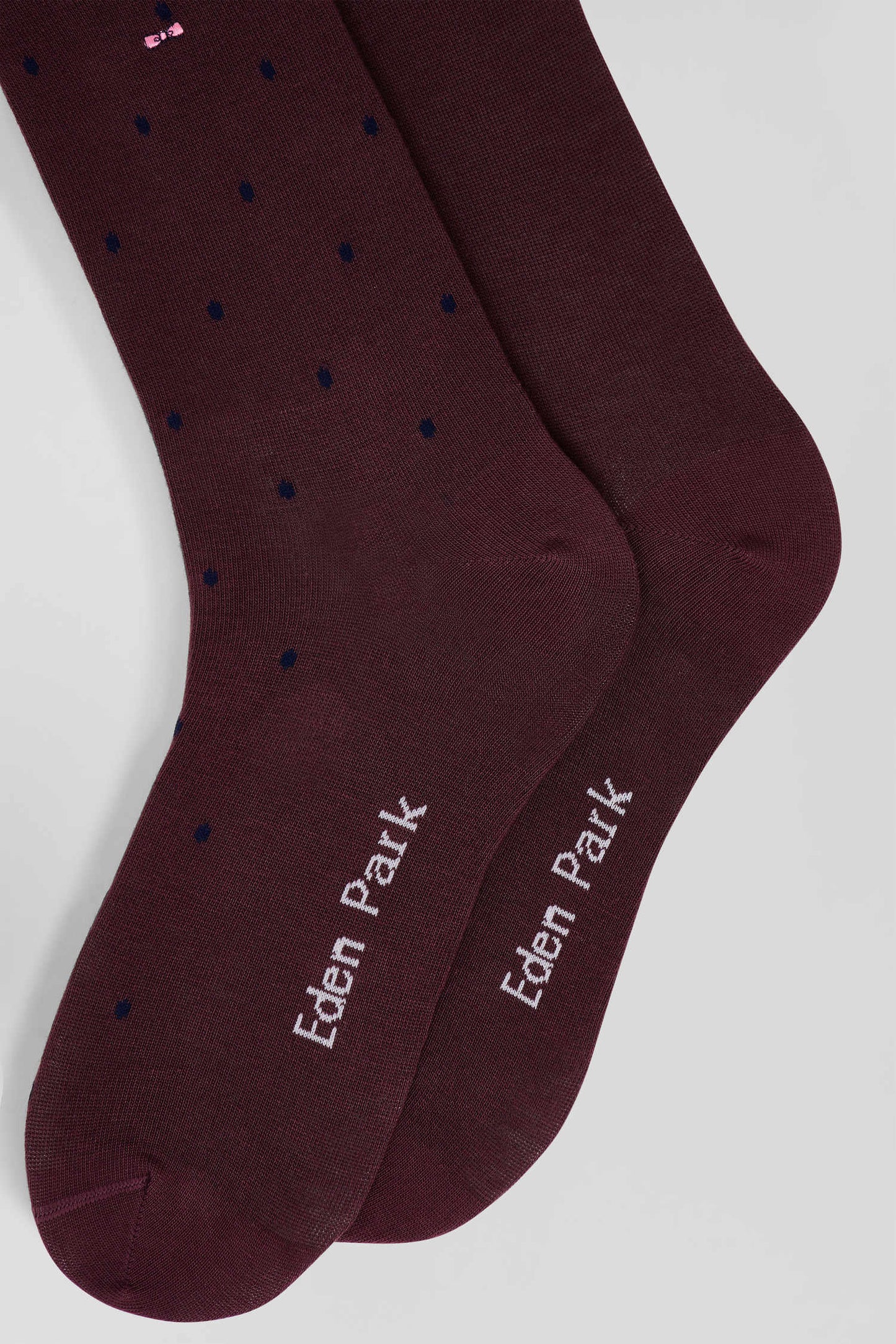 Set of 2 pairs of plain burgundy stretch cotton socks