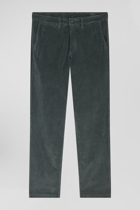 Regular grey stretch cotton velvet chino trousers - Image 2