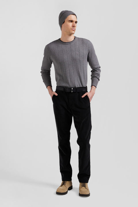 Regular khaki stretch cotton velvet chino trousers - Image 3