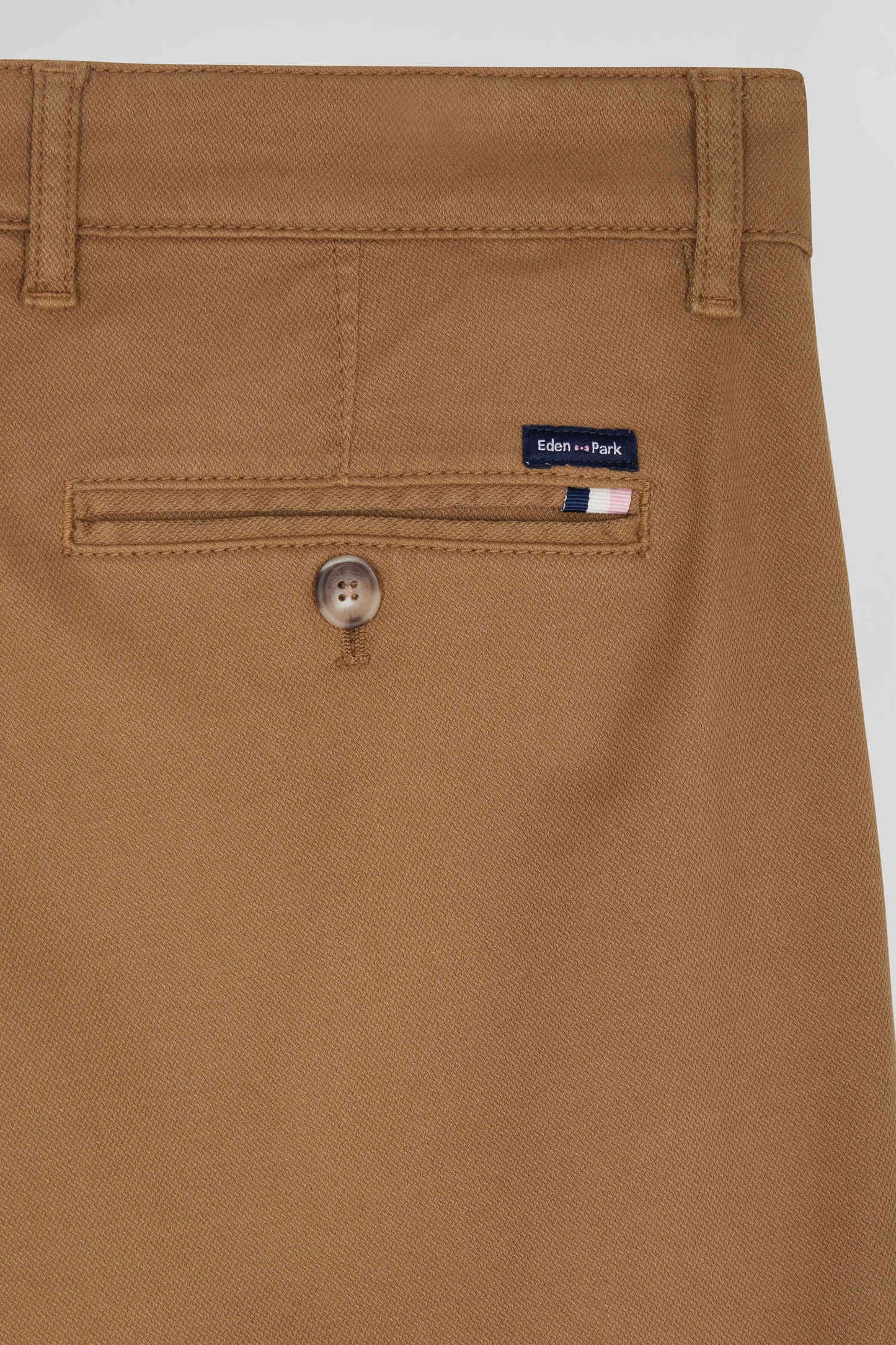 Chino pants in stretch cotton piqué and hazelnut modal, regular fit