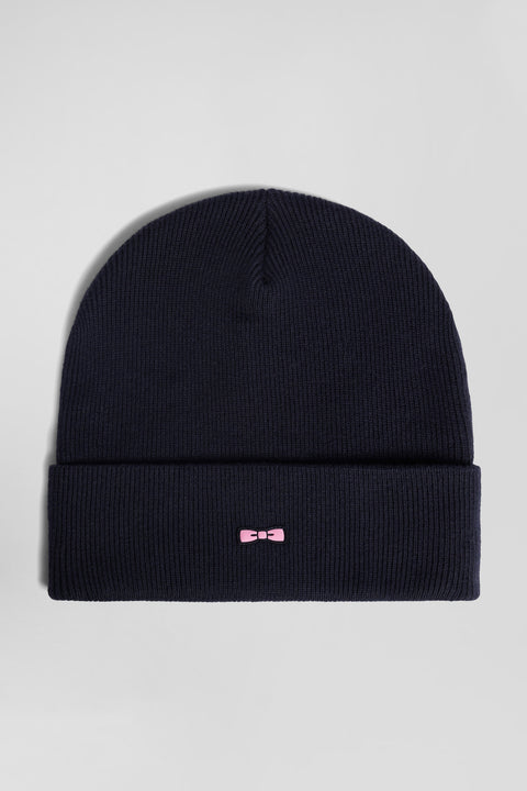 Navy blue cotton and cashmere beanie - Image 1