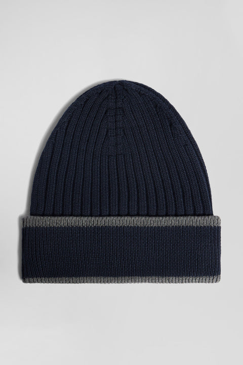 Navy blue cotton EDEN PARK jacquard beanie - Image 3