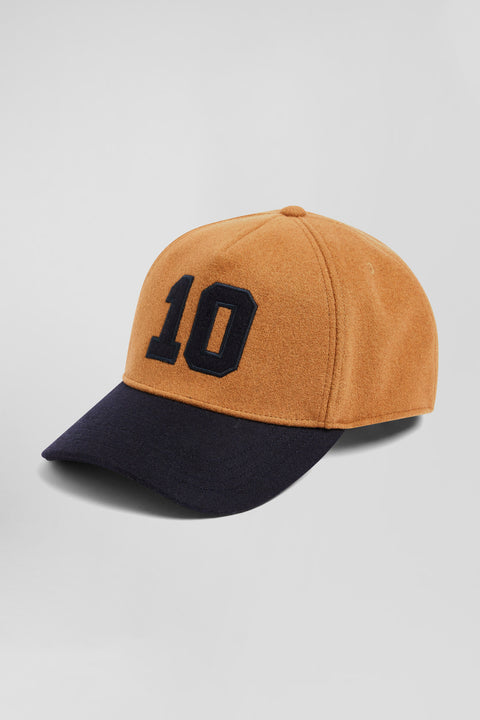 Camel wool blend cap with 10 embroidery - Image 1