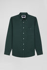 Regular plain green piqué cotton shirt