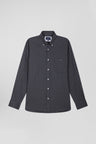Regular anthracite grey cotton and cashmere twill shirt