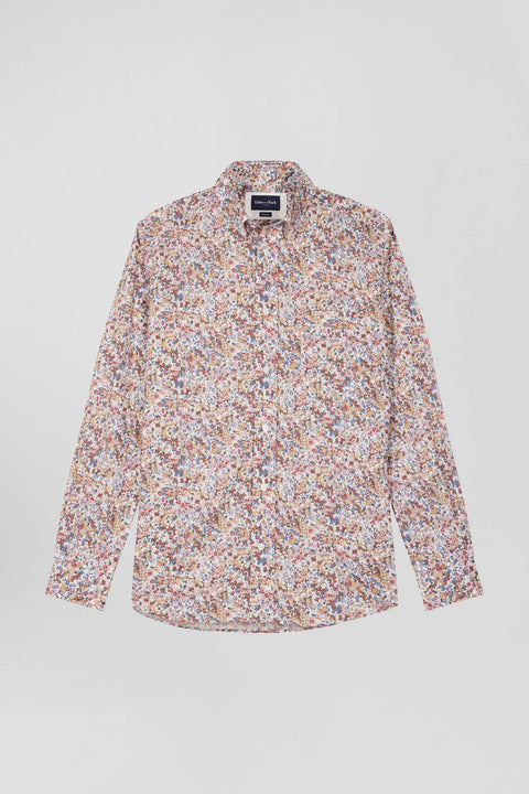 Cotton shirt with beige microprint, regular fit - Image 2