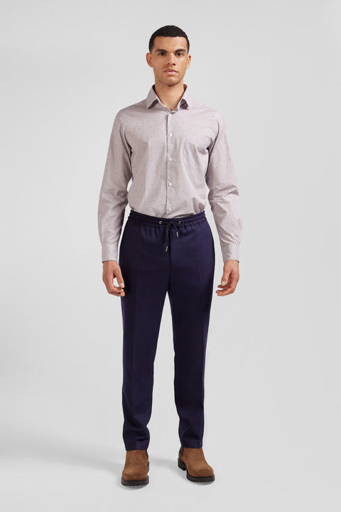 Slim pink microprint cotton shirt - Image 1