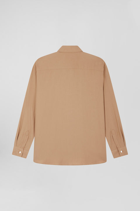Oversize camel cotton and cashmere shirt - Image 2