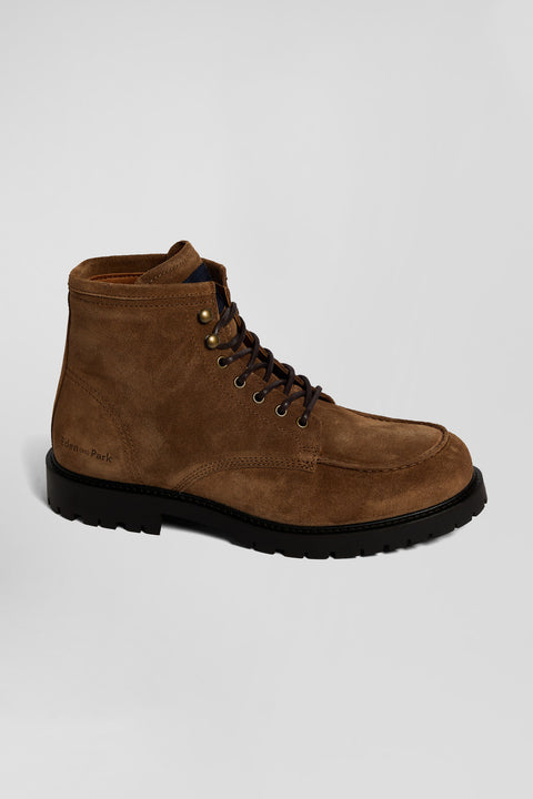 Chunky sole brown leather boots - Image 1