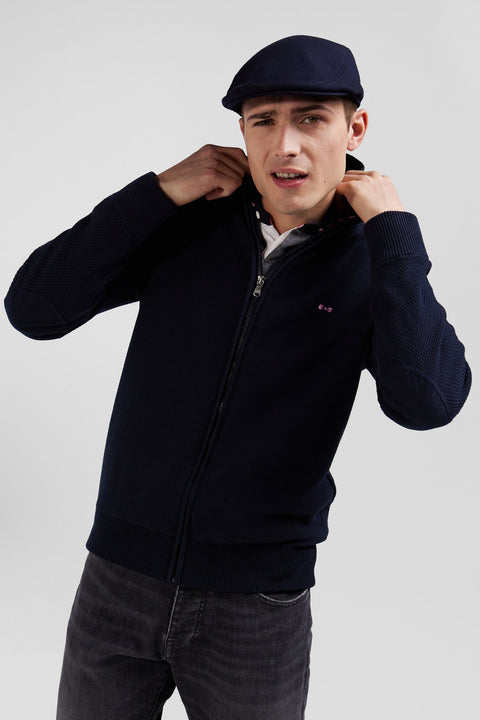 Cotton cardigan with navy blue back embroidery - Image 3