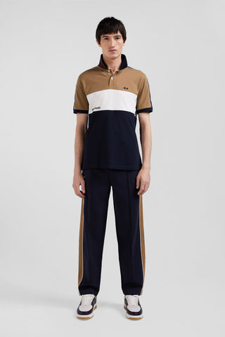 Three-tone cotton piqué polo shirt with Eden Park lettering Regular fit