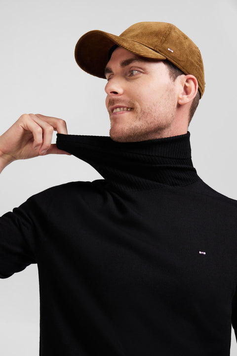 Regular black merino wool turtleneck jumper - Image 3