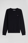 Regular black brushed cotton fleece sweatshirt