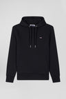 Regular black brushed cotton fleece hoodie